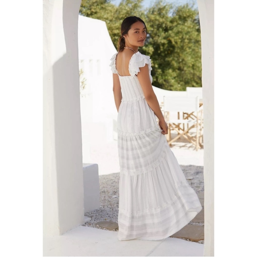 ANTHROPOLOGIE PQ Victoria Smocked Ruffles Coverup Sequins Maxi Dress M/L NWT - Picture 10 of 11
